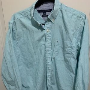 Tommy Hilfiger Green Stripped Long Sleeve Button